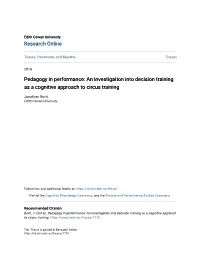 An Investigation Into Decision Training As a Cognitive Approach to Circus Training