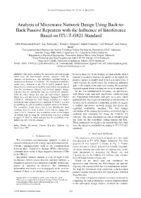 Analysis of Microwave Network Design Using Back-To- Back Passive Repeaters with the Influence of Interference Based on ITU-T-G821 Standard