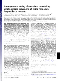 Developmental Timing of Mutations Revealed by Whole-Genome Sequencing of Twins with Acute Lymphoblastic Leukemia