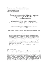 Estimation of Strength of Different Population Groups Existing in Andhra Pradesh – a Deductive Approach