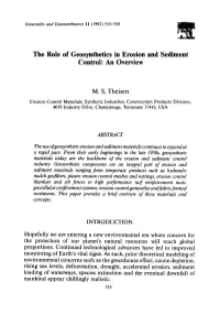 The Role of Geosynthetics in Erosion and Sediment Control: an Overview