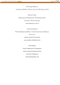 Work Design Influences: a Synthesis of Multi-Level Factors That Affect