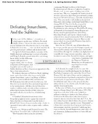 Defeating Synarchism, and the Sublime