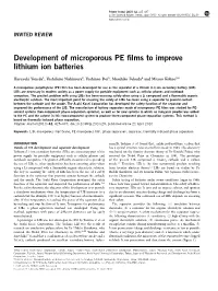 Development of Microporous PE Films to Improve Lithium Ion Batteries