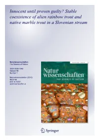 Innocent Until Proven Guilty? Stable Coexistence of Alien Rainbow Trout and Native Marble Trout in a Slovenian Stream