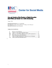 Scan and Analysis of Best Practices in Digital Journalism Both Within and Outside U.S
