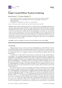 Single Crystal Diffuse Neutron Scattering