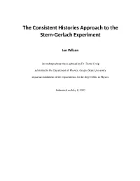 The Consistent Histories Approach to the Stern-Gerlach Experiment