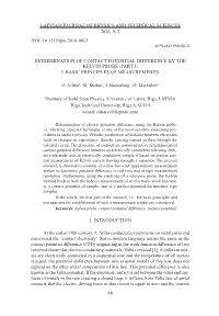 Determination of Contact Potential Difference by the Kelvin Probe (Part I) I