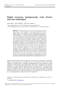 Digital Economy: Backgrounds, Main Drivers and New Challengesa1