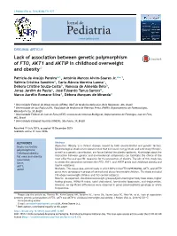 Lack of Association Between Genetic Polymorphism of FTO