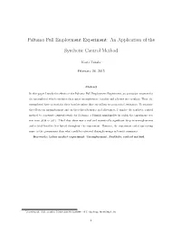 Paltamo Full Employment Experiment: an Application of The