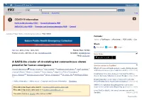 A SARS-Like Cluster of Circulating Bat Coronaviruses Shows Potential For