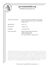 Bureau of Reclamation Records Regarding Efficiency And