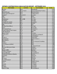 Defined Contribution Consolidation Report