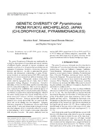 GENETIC DIVERSITY of Pyramimonas from RYUKYU ARCHIPELAGO, JAPAN (CHLOROPHYCEAE, PYRAMIMONADALES)