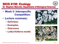 Interspecific Competition: • Lecture Summary: • Definition