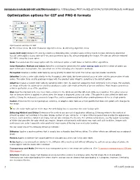 Optimization Options for GIF and PNG-8 Formats