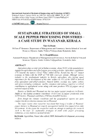 Sustainable Strategies of Small Scale Pepper Processing Industries – a Case Study in Wayanad, Kerala