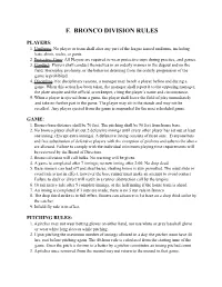 Bronco Division Rules
