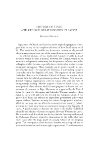 History of State and Church Relationships in Latvia