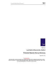 Land North of Beaconside, Stafford Protected Species Survey Summary