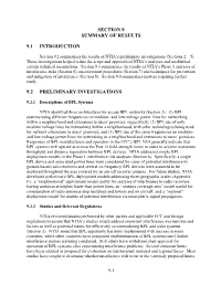 Section 9 Summary of Results 9.1 Introduction 9.2