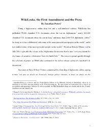 Wikileaks, the First Amendment and the Press by Jonathan Peters1
