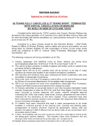 86 Trains Fully Cancelled & 37 Trains Short –Terminated with Partial