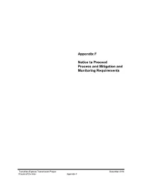 Appendix F Notice to Proceed Process and Mitigation and Monitoring