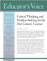 Critical Thinking and Problem-Solving for the 21St Century Learner Table of Contents