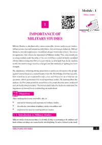 Importance of Military Studies Module - I Military Studies