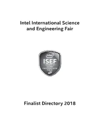 Intel International Science and Engineering Fair Finalist Directory