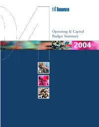 Operating & Capital Budget Summary