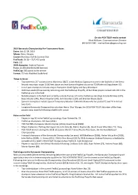 Pre-Tournament Notes