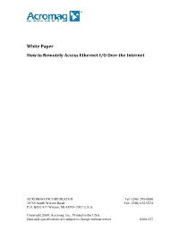 White Paper How to Remotely Access Ethernet I/O Over the Internet