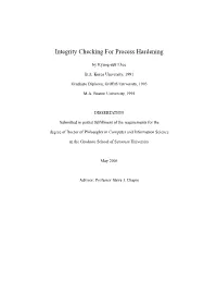 Integrity Checking for Process Hardening