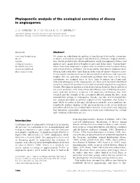 Phylogenetic Analysis of the Ecological Correlates of Dioecy in Angiosperms