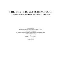 The Devil Is Watching You: Lynching and Southern Memory, 1940–1970