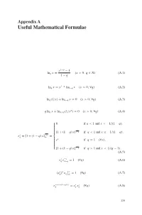 Useful Mathematical Formulae