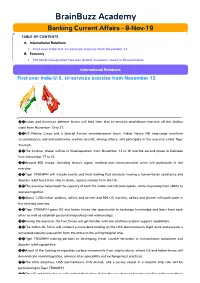 Banking Current Affairs - 8-Nov-19 TABLE of CONTENTS A