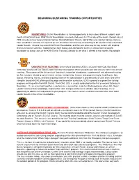 Beginning/Sustaining Training Opportunities