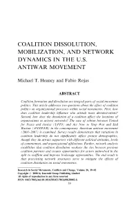 Coalition Dissolution, Mobilization, and Network Dynamics in the U.S