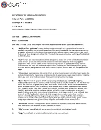 CODE of COLORADO REGULATIONS 2 CCR 406-1 Colorado Parks and Wildlife