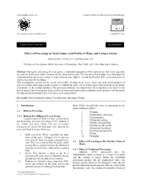 Effect of Processing on Total Amino Acid Profile of Maize and Cowpea Grains