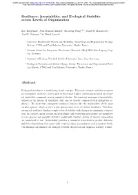 Resilience, Invariability, and Ecological Stability Across Levels of Organization