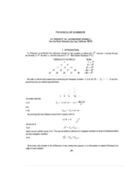 Triangular Numbers /, 3,6, 10, 15, ", Tn,'" »*"
