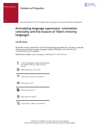 Articulating Language Oppression: Colonialism, Coloniality and the Erasure of Tibet’S Minority Languages