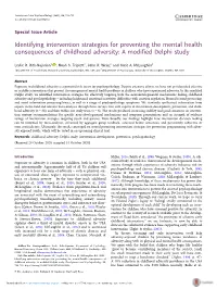 Identifying Intervention Strategies for Preventing the Mental Health Consequences of Childhood Adversity: a Modified Delphi Study