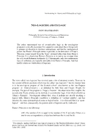 Neo-Logicism and Its Logic